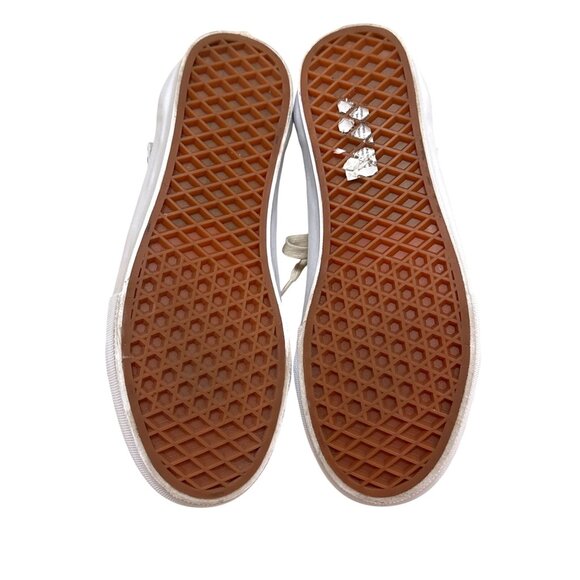 Vans Cush Pop Old Skool Skate Shoes Cream Blue Stripe Mens 6.5 Suede & Canvas - Picture 5 of 14